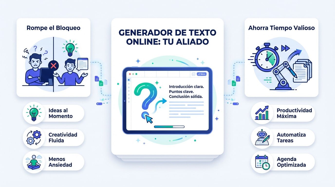Infografía sobre las ventajas de usar un generador de texto online para la productividad