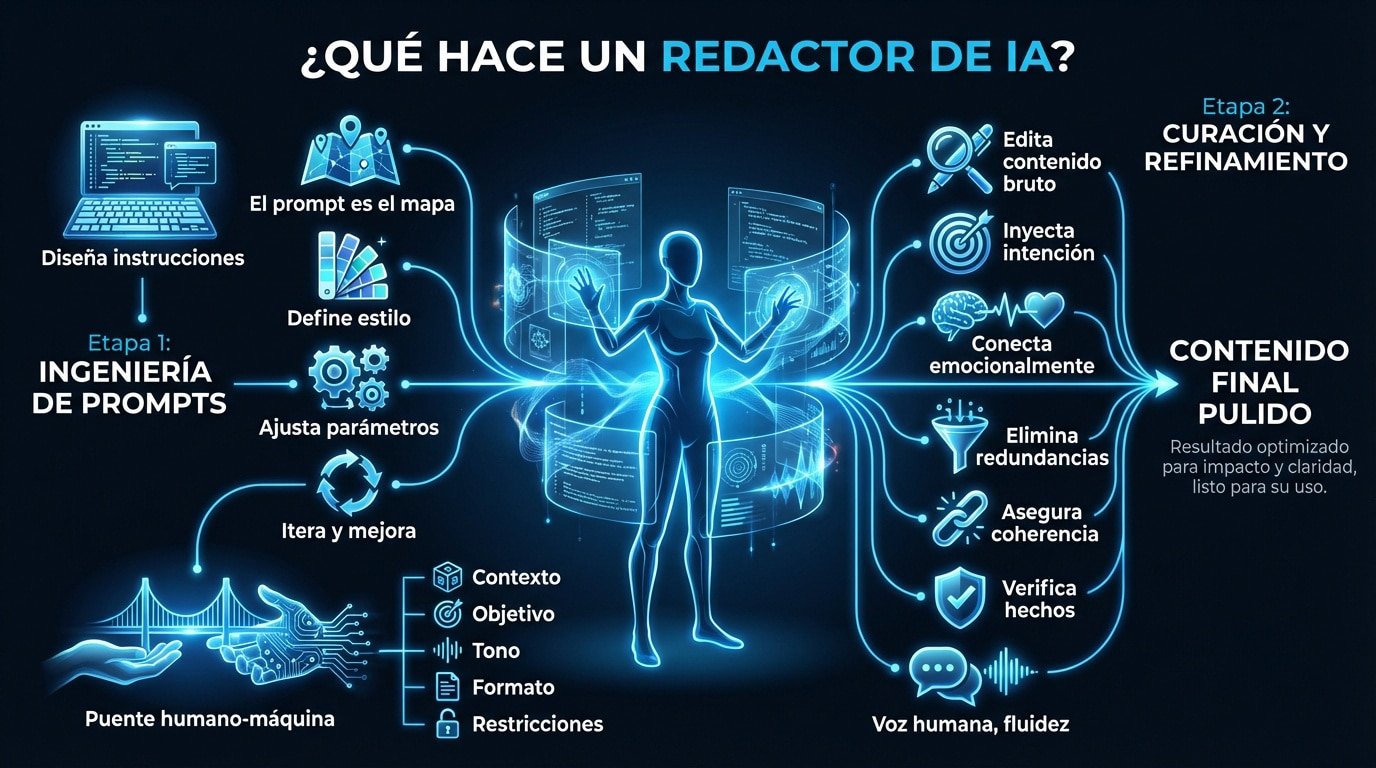 Redactor profesional utilizando herramientas de inteligencia artificial para optimizar textos