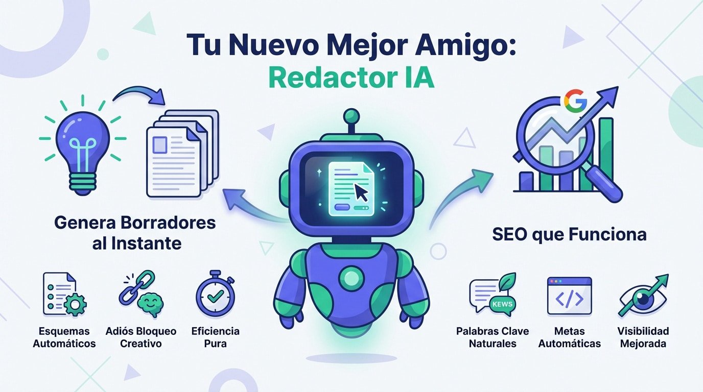 Persona usando un redactor de artículos con IA para generar contenido de blog rápidamente