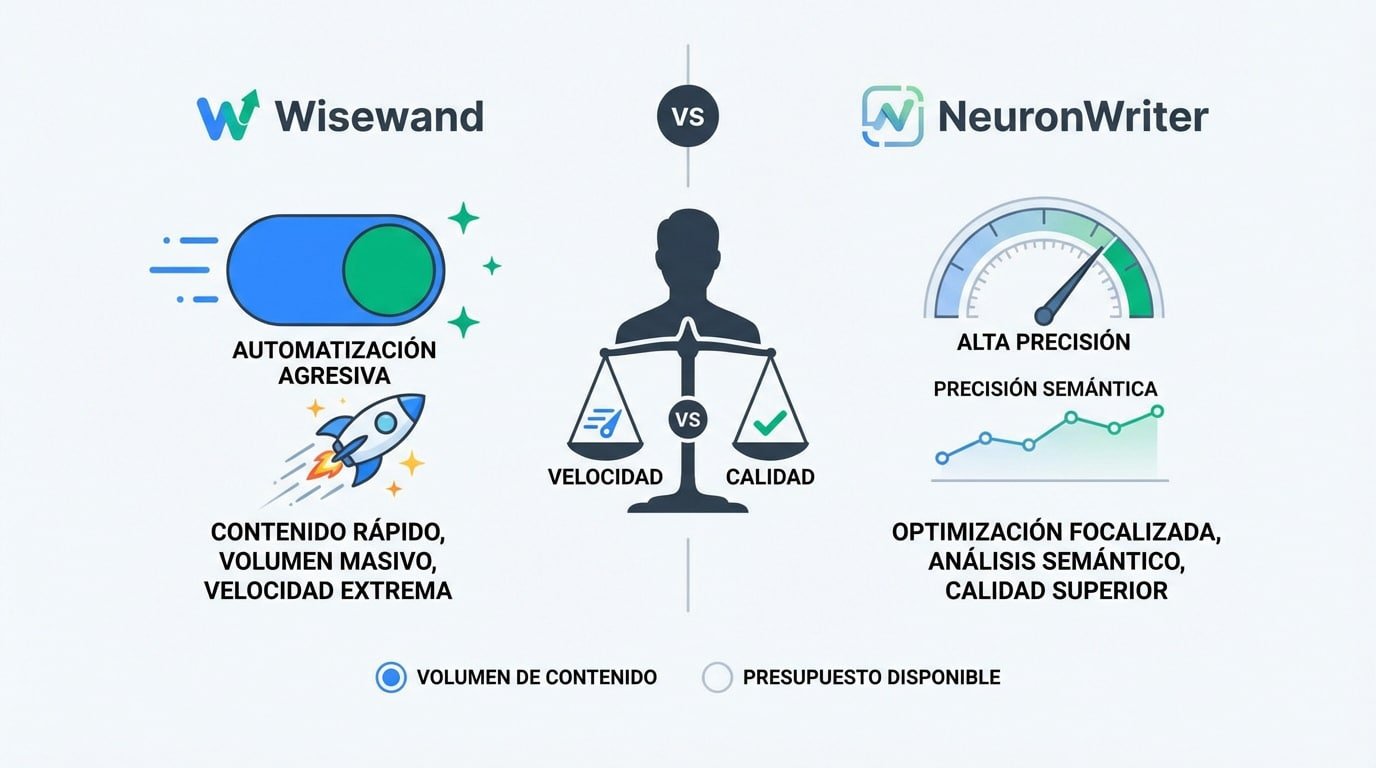Comparativa entre Wisewand y NeuronWriter para redactar contenido SEO
